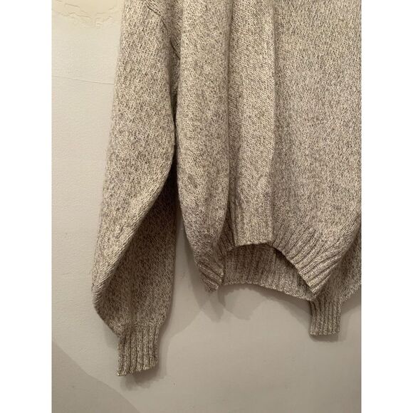 Vintage Oversized Sweater Ragg Wool Blend Northwoods Shawl Mens L Beige Ivory - Picture 3 of 11